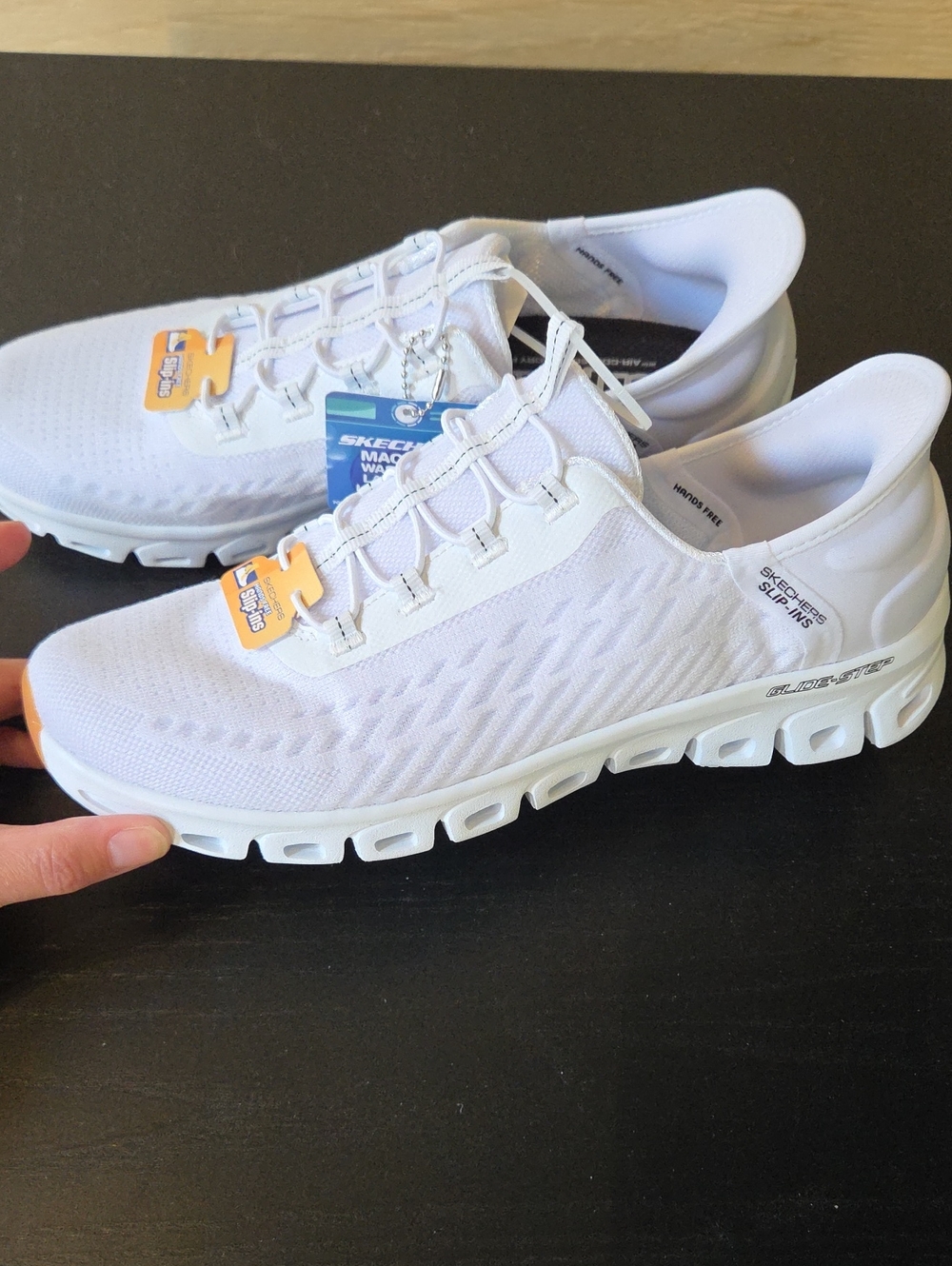 Skechers Size 9.5 White Slip-On Performance Sneakers NEW